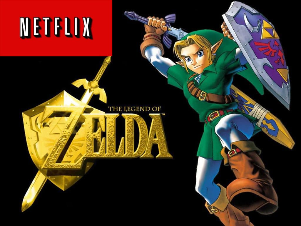 The Legend of Zelda logo with Link, Zelda, and Ganondorf characters in a dynamic pose