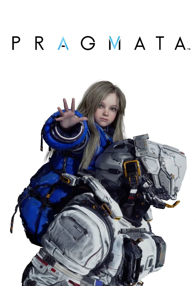 Pragmata key visual showing Hugh and Diana on the moon, with Hugh wearing the new Scribble Suit.